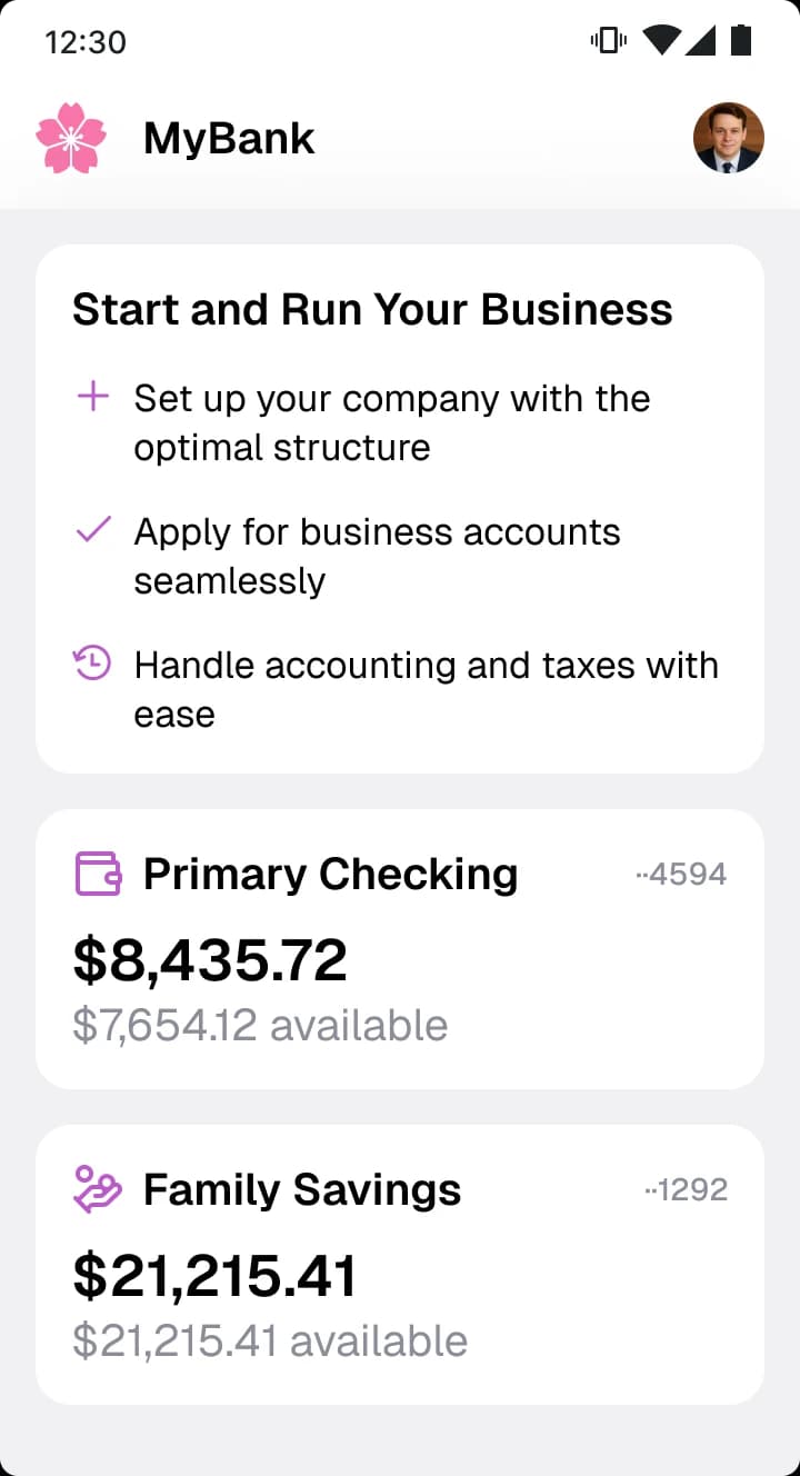 Mobile app showing AI-powered business insights and personalized guidance