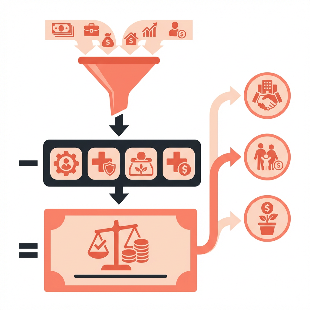 Adjusted gross income guide infographic showing AGI calculation flow