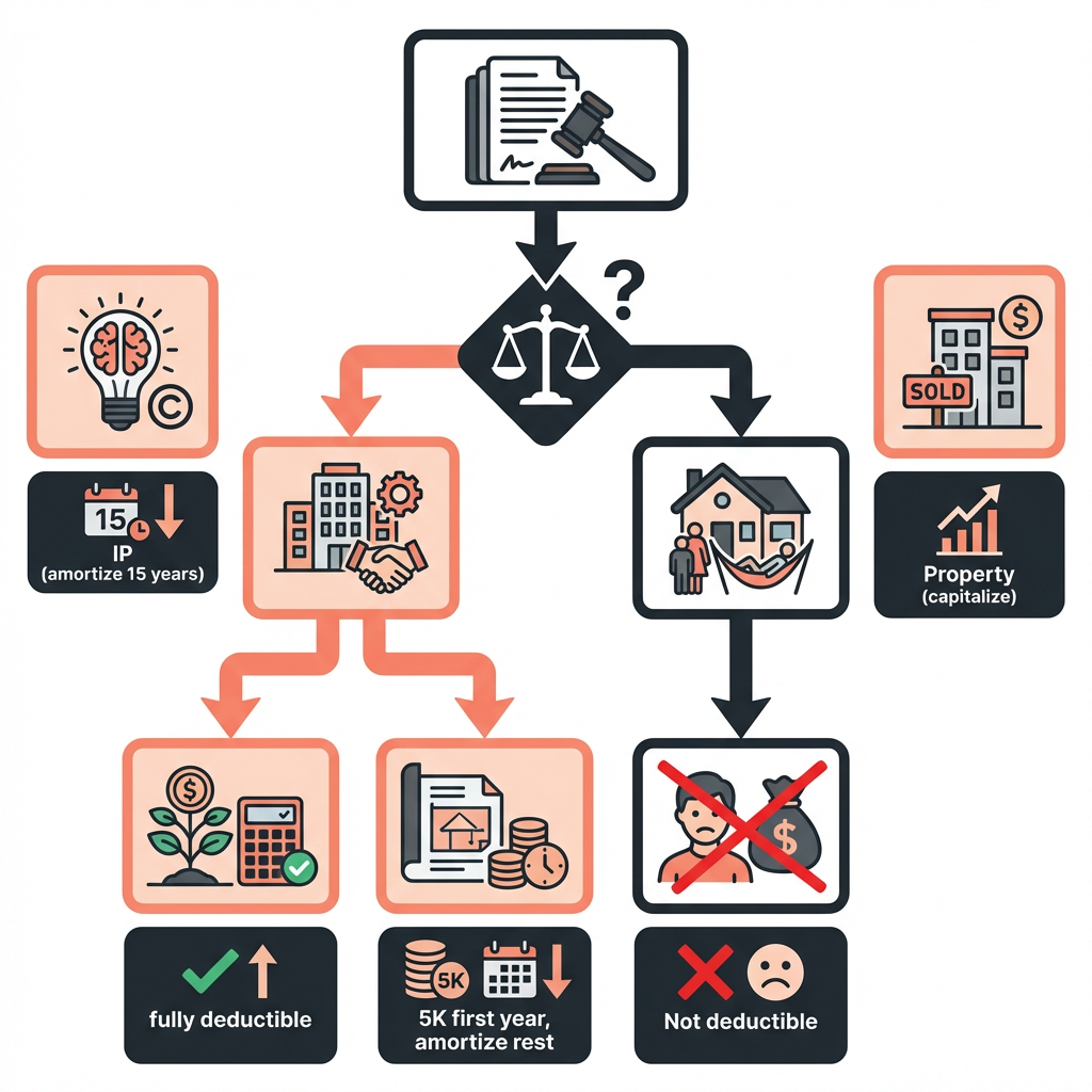 Legal fee deductibility decision tree infographic