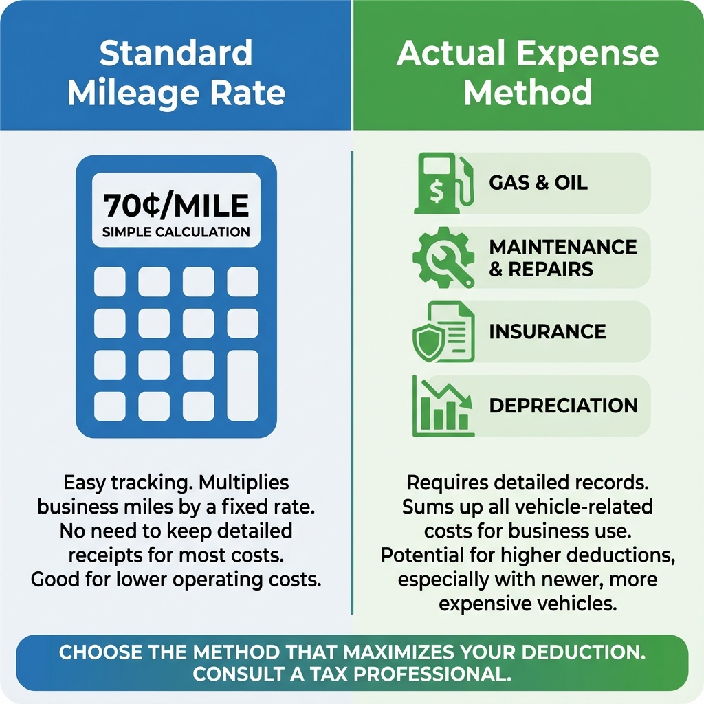 Standard mileage vs actual expense comparison