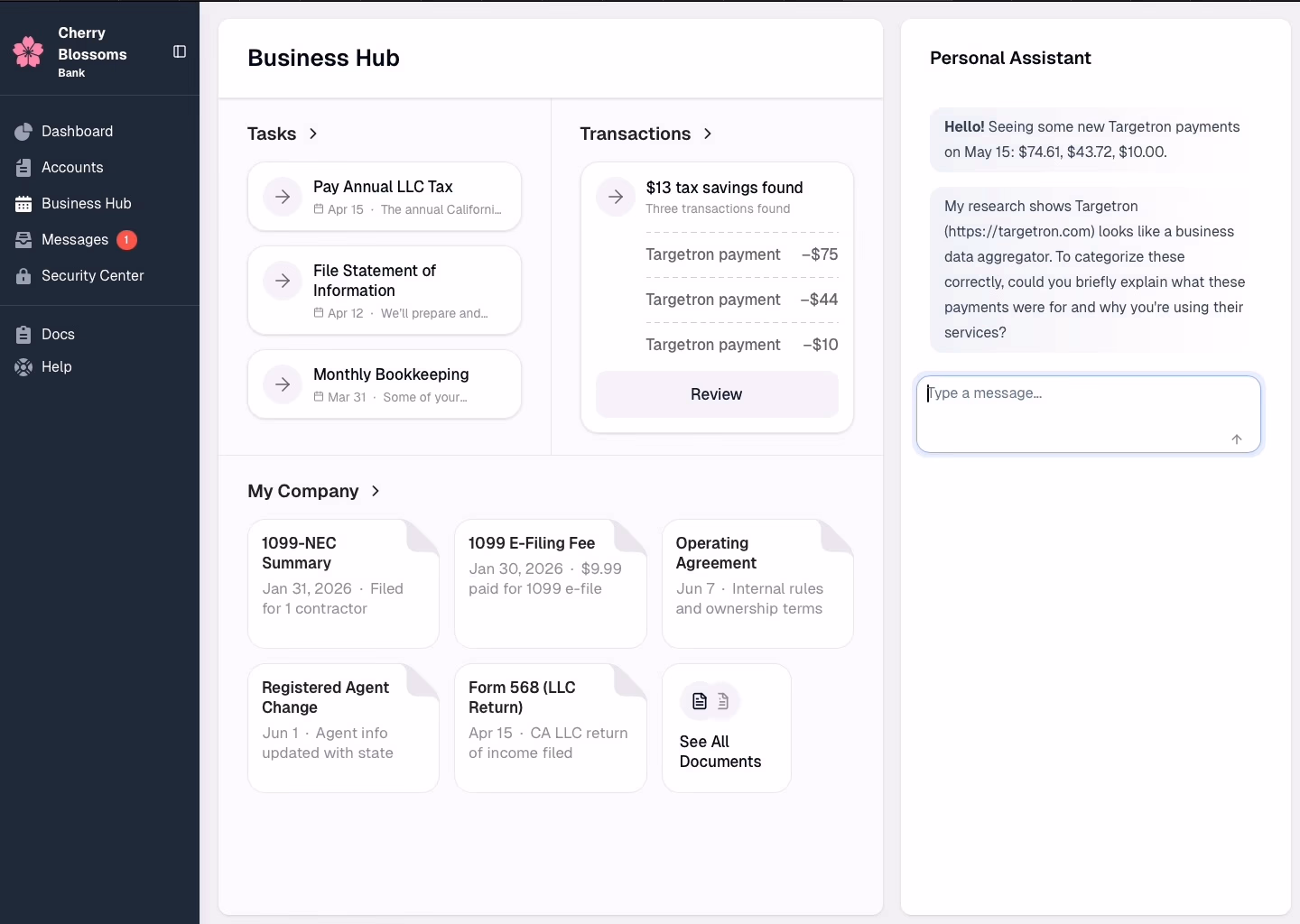 Personal Assistant showing AI memory in action